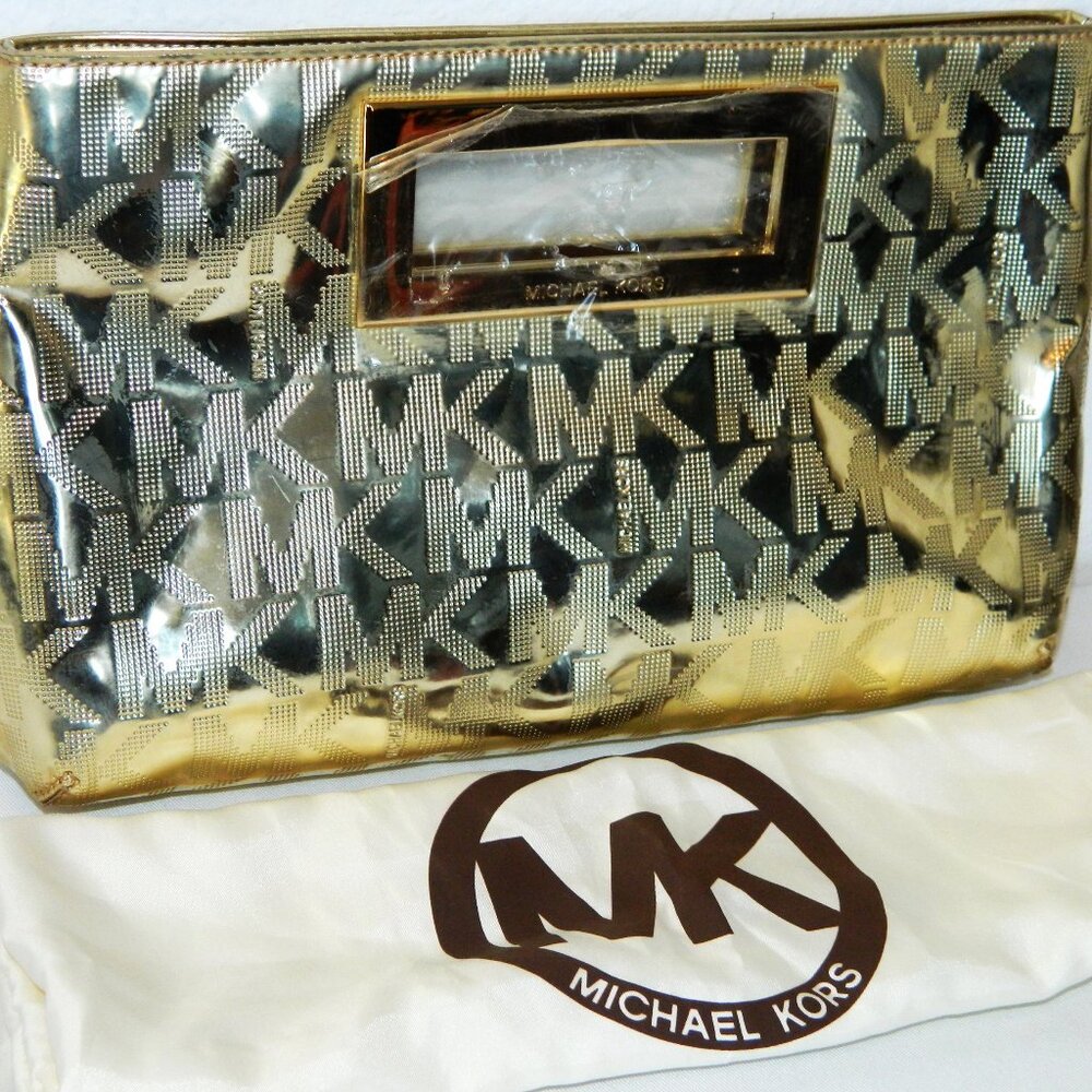 Michael Kors Gold Metallic Over-sized Wallet Clutch